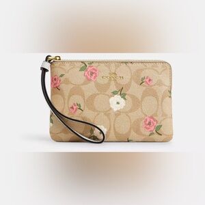 Coach Signature Canvas With Floral Print Wristlet